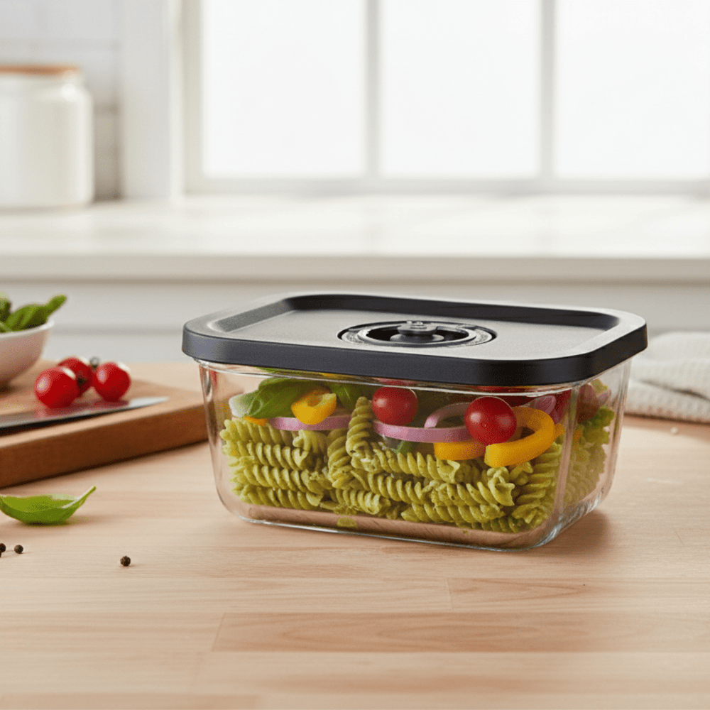 Rectangular Vacuum Glass Storage Container with Date Tracker Lid(800ml)