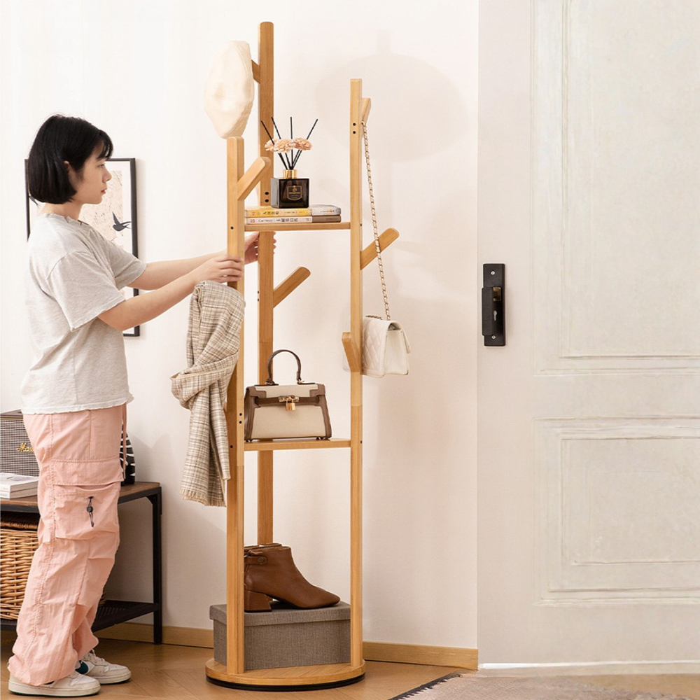 360°  Rotating Floor Standing Coat Rack With Hooks