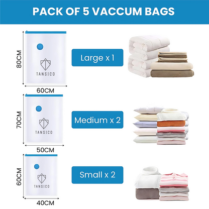 VACCUME BAG (Small - 2, Medium -2, Large -1) Pack of 5