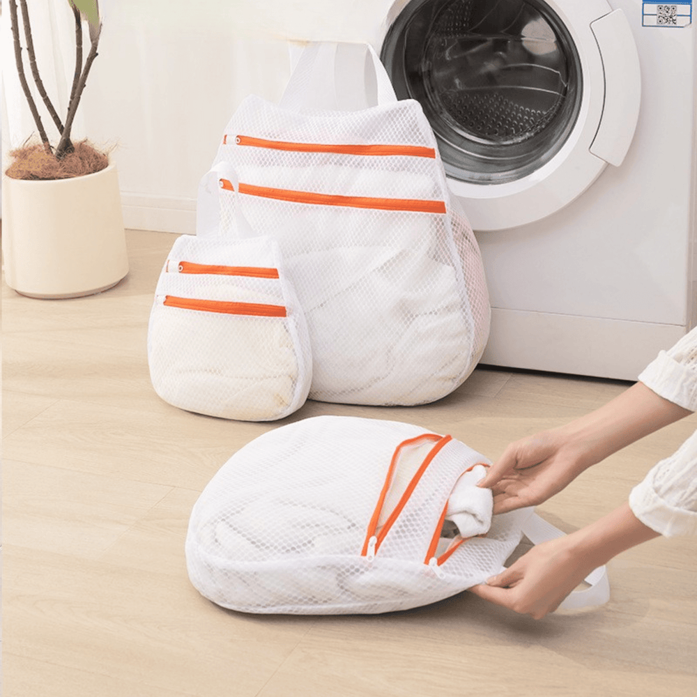 Durable Polyester Laundry Bag with Double Zipper Closure(Set of 3)