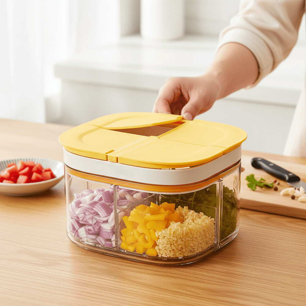 4-Grid Airtight Food Prep & Spice Container