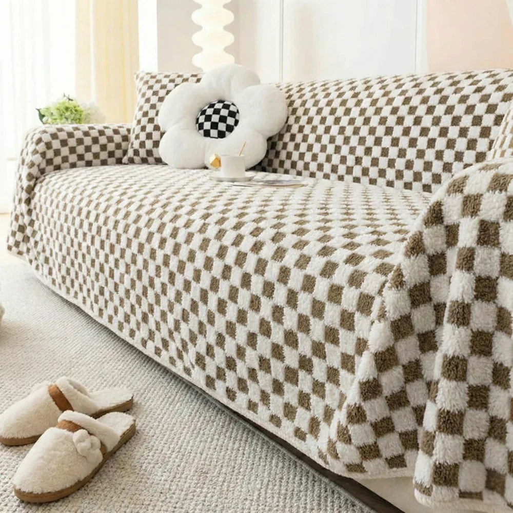 Brown Elegance Cotton Wool Sofa Cover : [EM-SC-45]
