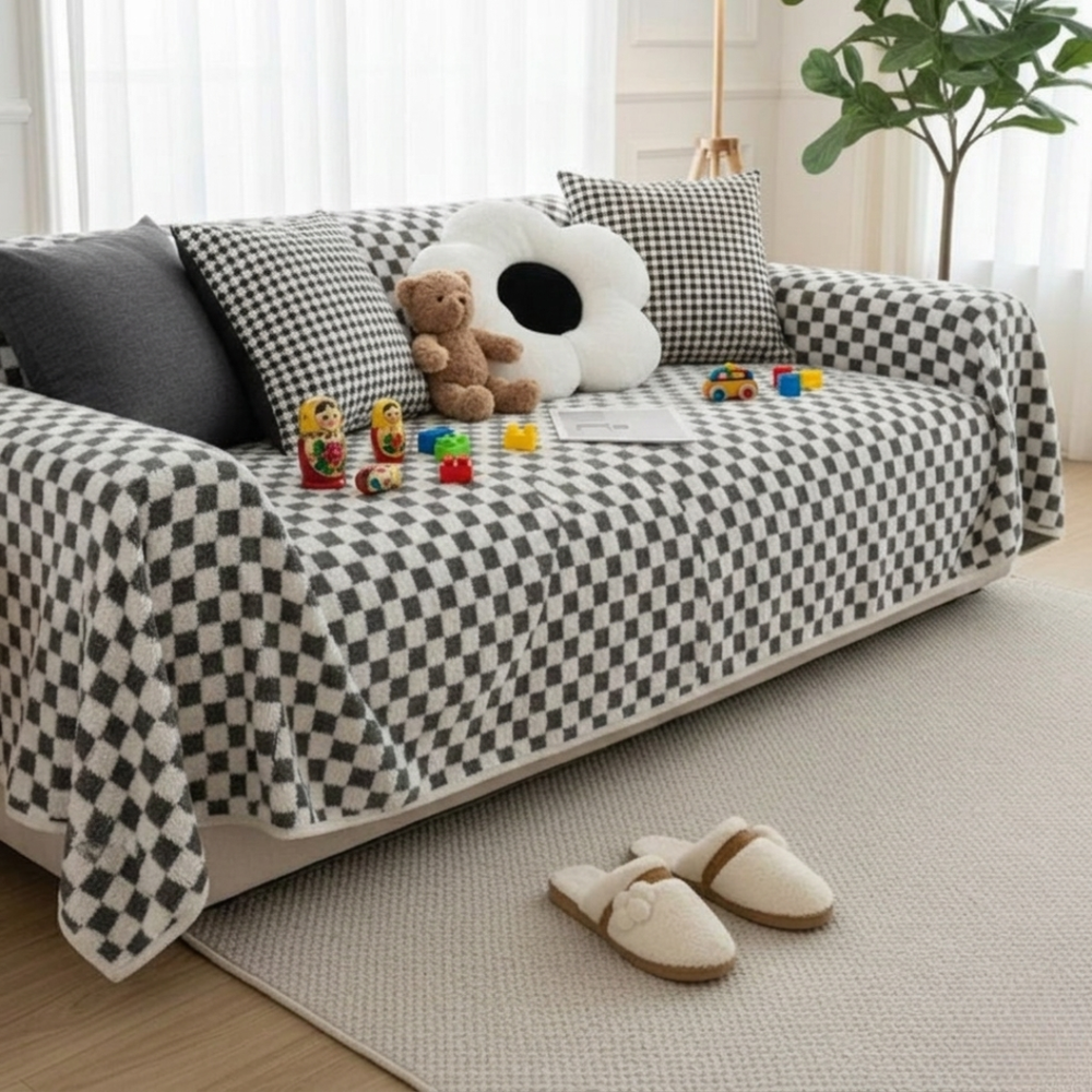Grey Elegance Cotton Wool Sofa Cover : [EM-SC-45]