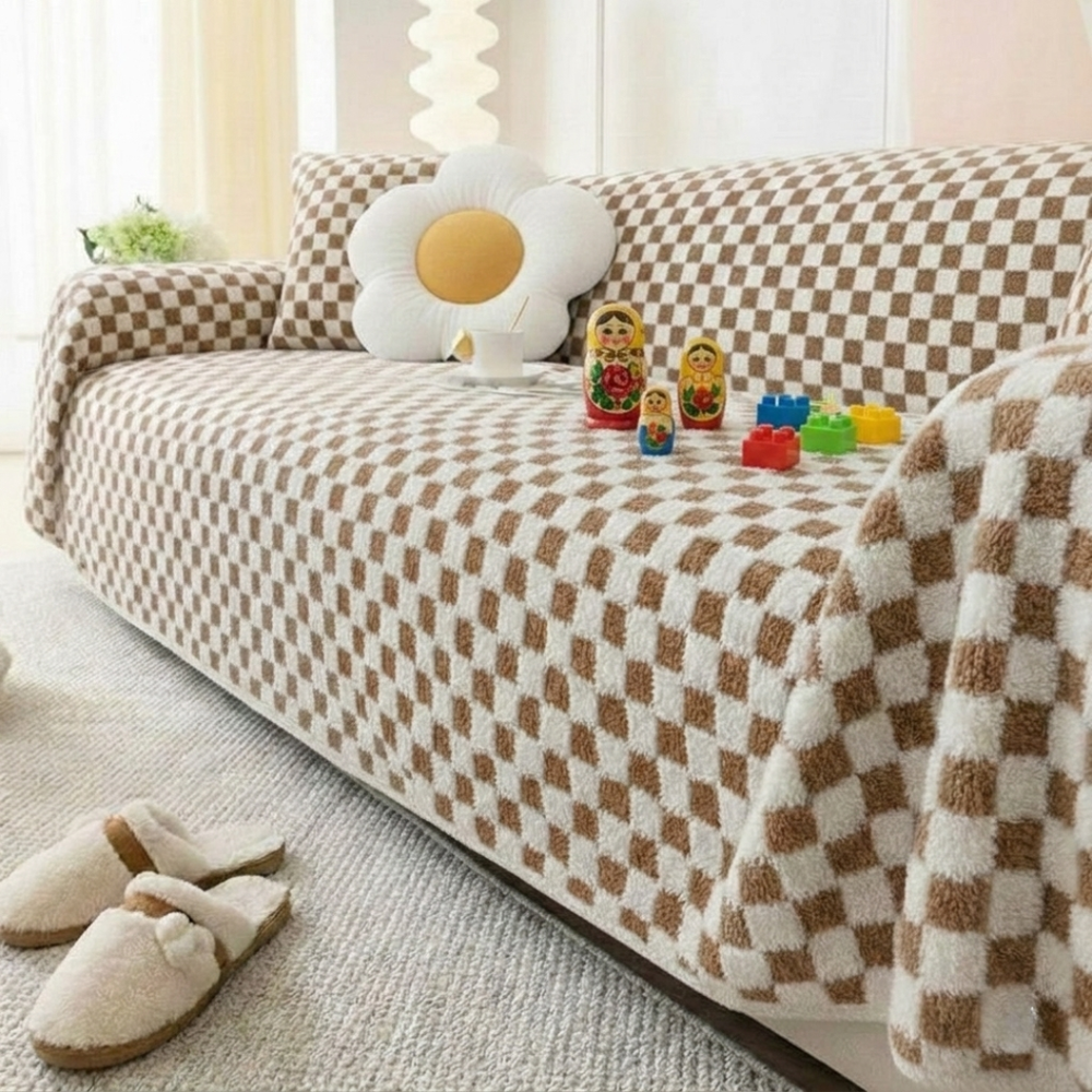 Brown Elegance Cotton Wool Sofa Cover : [EM-SC-45]