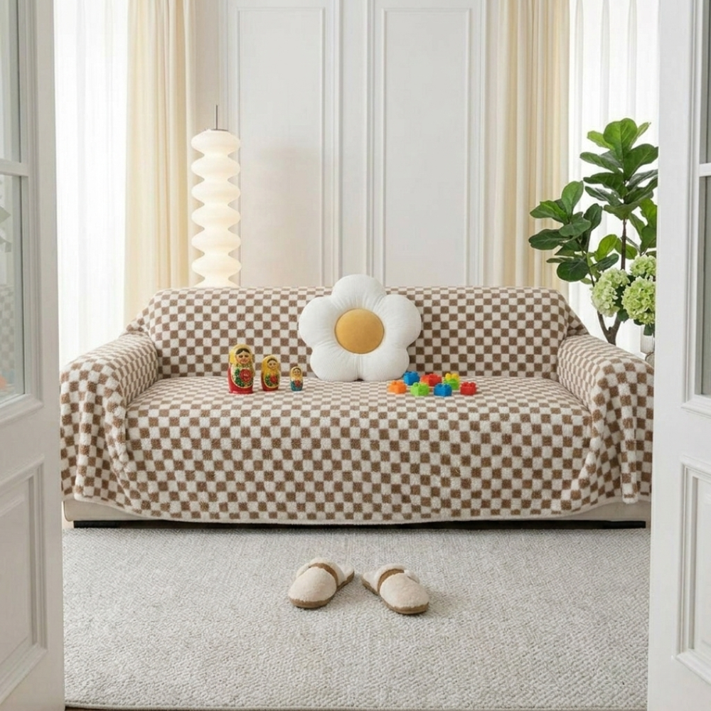 Brown Elegance Cotton Wool Sofa Cover : [EM-SC-45]