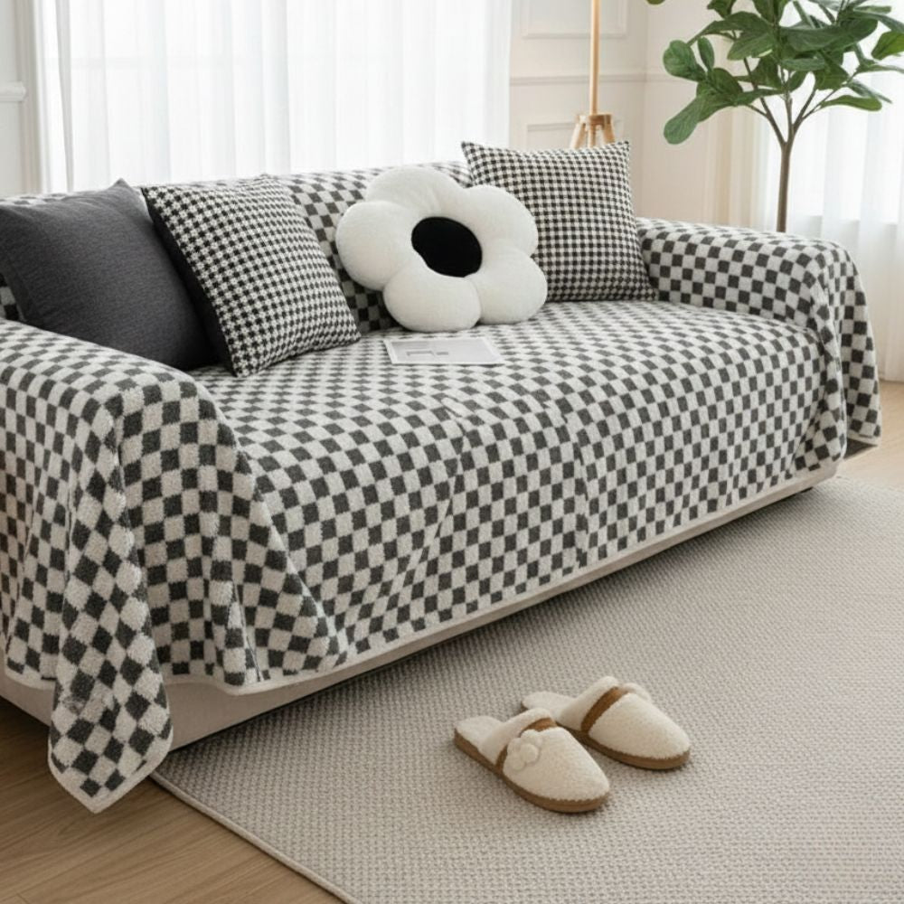 Grey Elegance Cotton Wool Sofa Cover : [EM-SC-45]