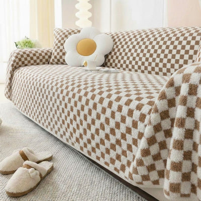 Brown Elegance Cotton Wool Sofa Cover : [EM-SC-45]