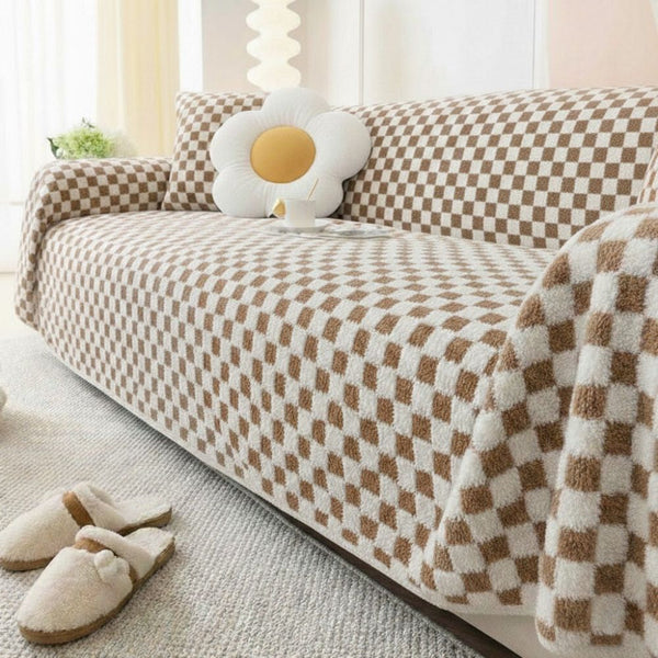 Brown Elegance Cotton Wool Sofa Cover : [EM-SC-45]