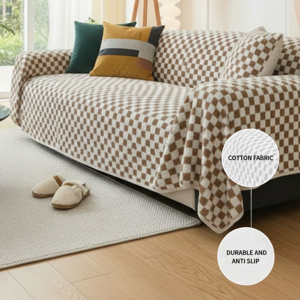 Brown Elegance Cotton Wool Sofa Cover : [EM-SC-45]