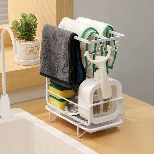 Wall-Mounted Organizer Rack with Hooks & Storage Shelf